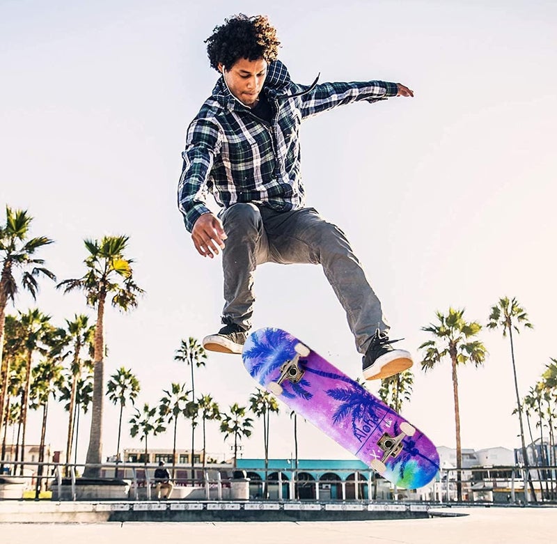 asktom Skateboards for Beginners Kids Boys Girls and Adults 31"x8" Pro Complete Skateboard 8 Layers Maple Wood, Double Kick Concave, Fascinating Cool, Solid&Durable - Image 5